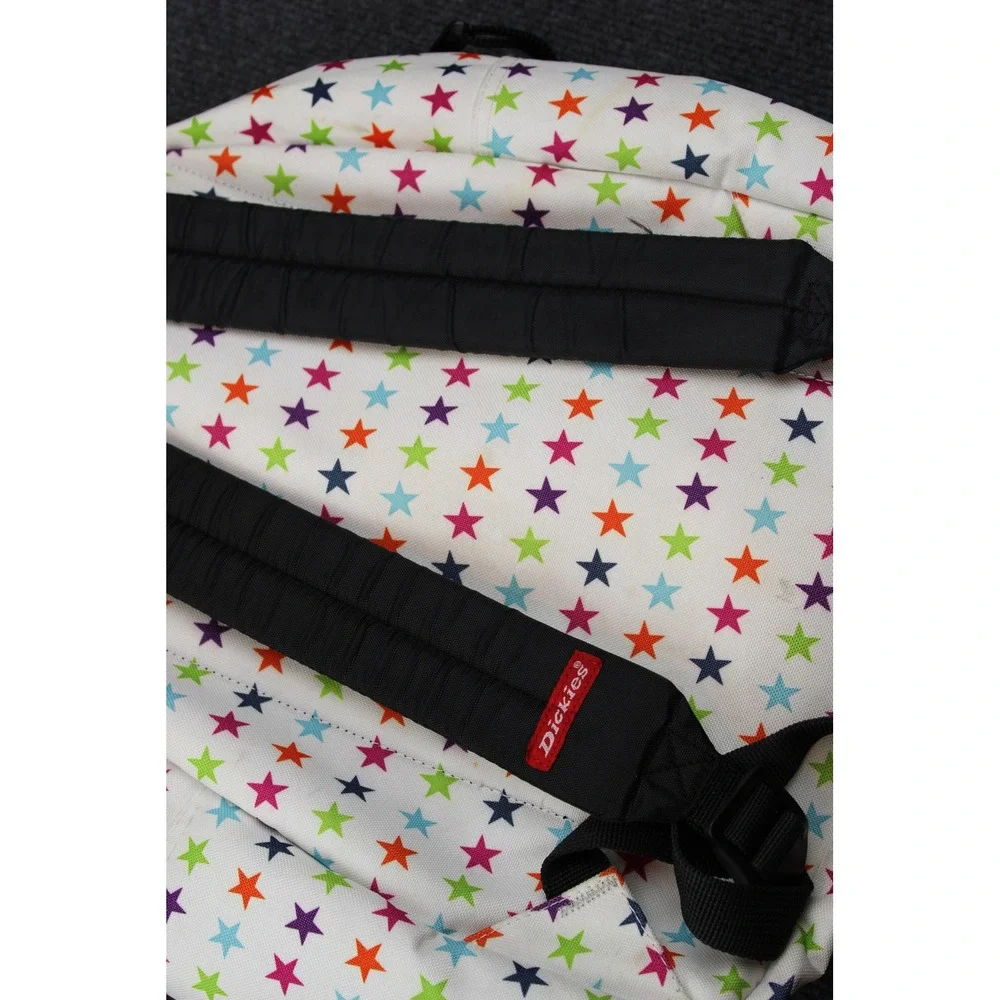 Dickies Star Print Backpack White Multicolor Canvas School Bag Y2K Retro